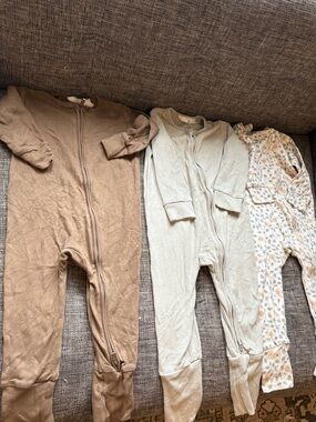 Jamie Kay Neutral Cotton One-Piece Sleep Romper - Brown, Sage & Floral size 1Y